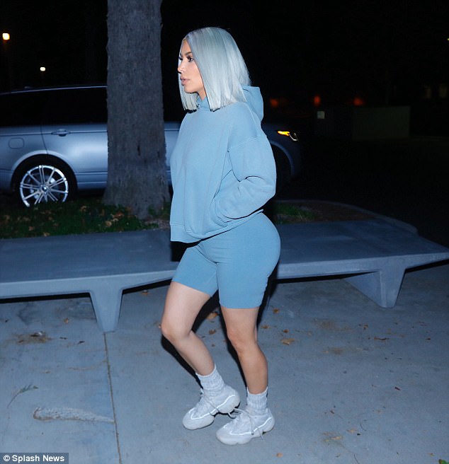 Kim: Kardashian highlights her curves in skintight shorts after son Saint’s ‘scary’ three days in hospital with pneumonia
